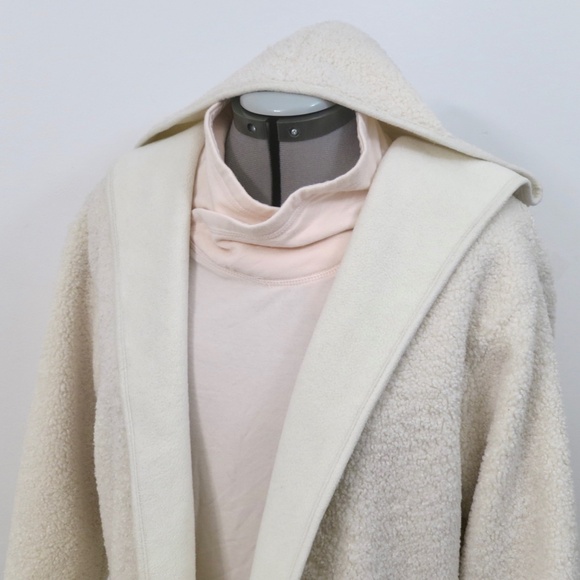Joie Borg Teddy Sherpa Hooded Open Cardigan Jacket Vanilla Ivory Size M - Picture 2 of 13